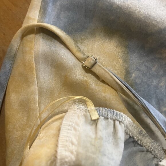 Blue & White Tie Dye IRIS Satin Slip Dress - Cowl Neck Sz S Princess Coquette - Picture 9 of 9